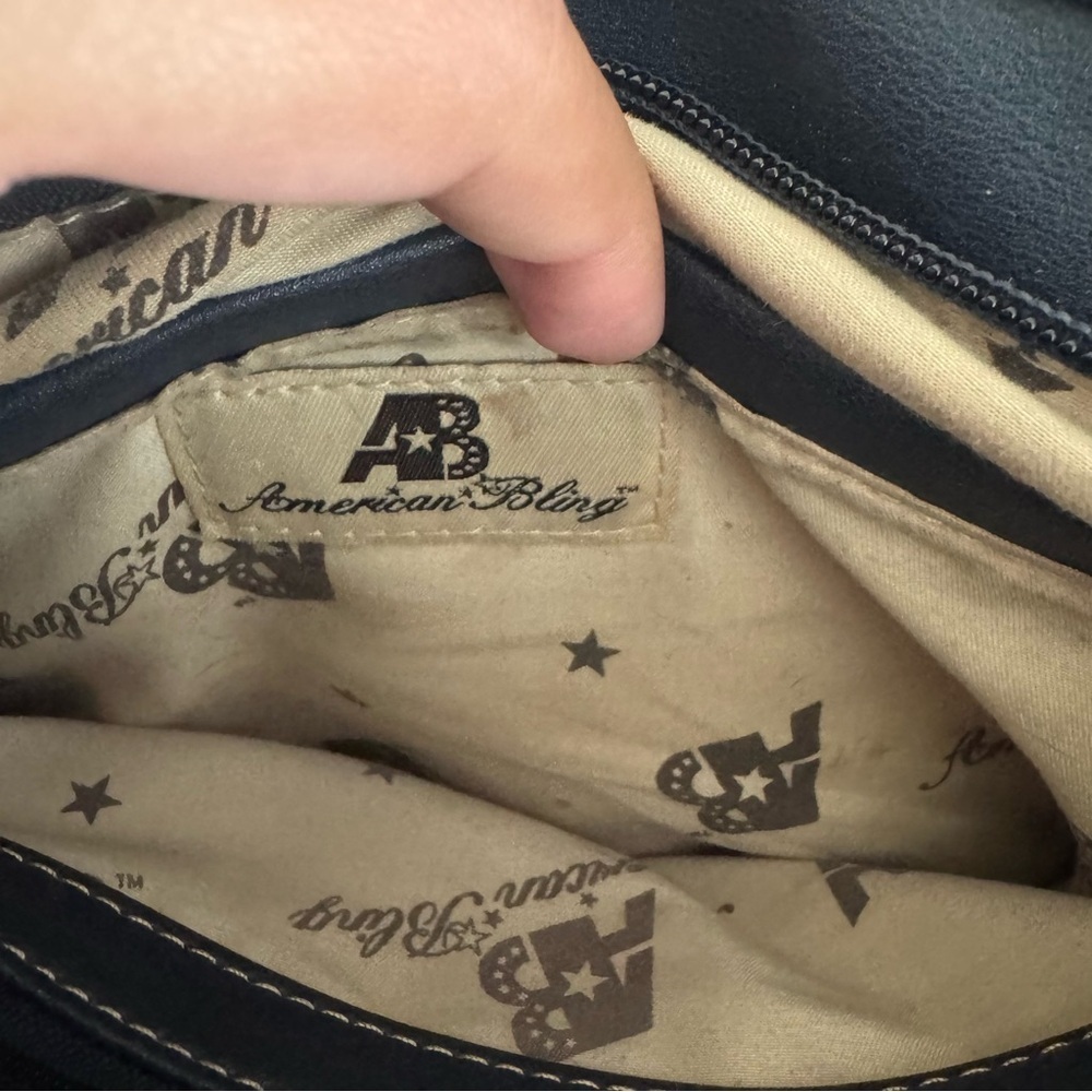American Bling Y2K Navy Star Studded Crossbody Bag - Picture 3 of 7